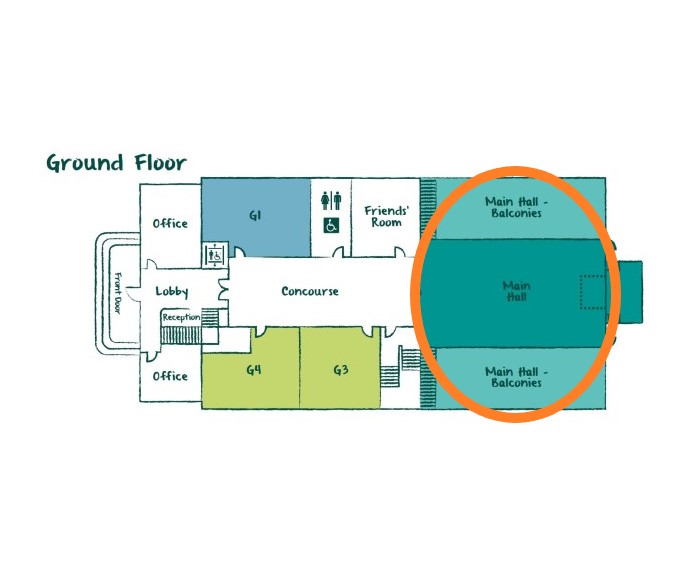 Main Hall and Balconies - Ground Floor plan image